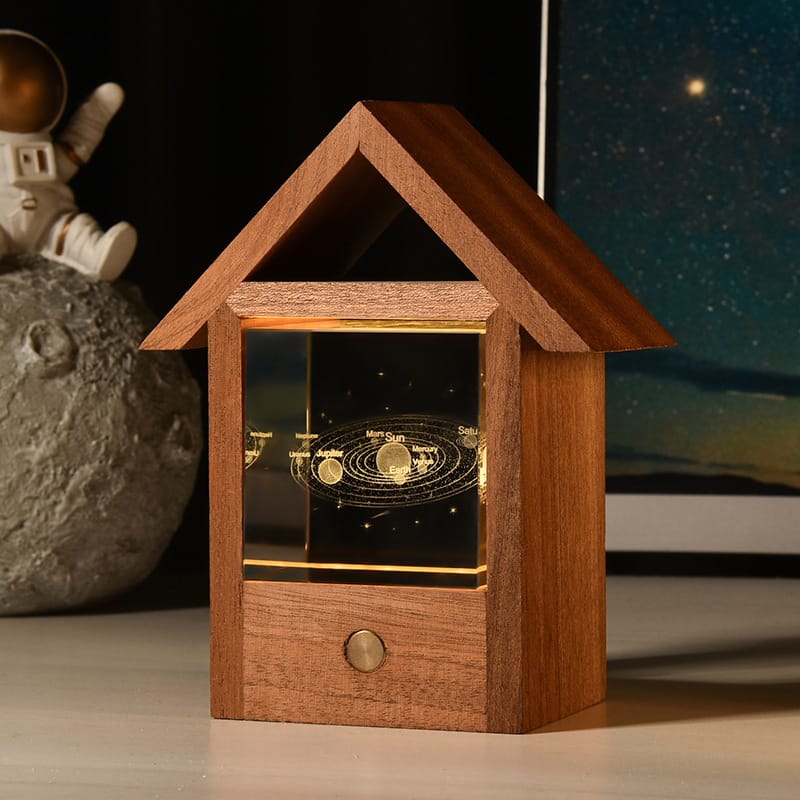 小木屋水晶夜燈｜可刻字照片訂製｜天蠍座情人節禮物推薦