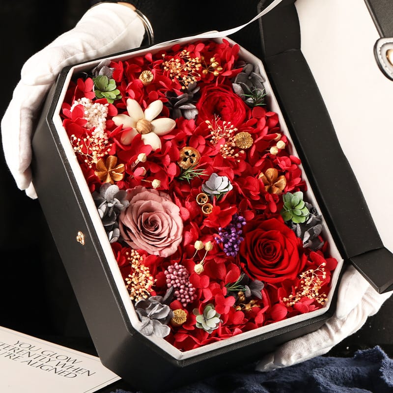 秘密花園｜永生玫瑰高級皮革禮盒｜金牛座情人節禮物推薦