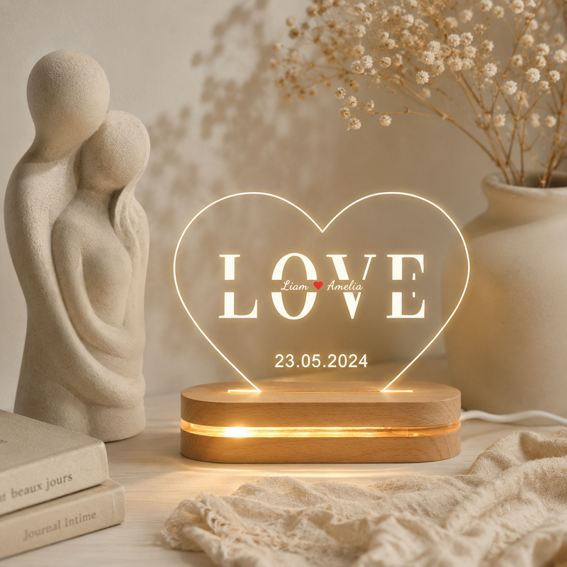 【客製化】愛心LOVE姓名夜燈・七彩LED｜可加急｜2026七夕情人節禮物、快速到貨選